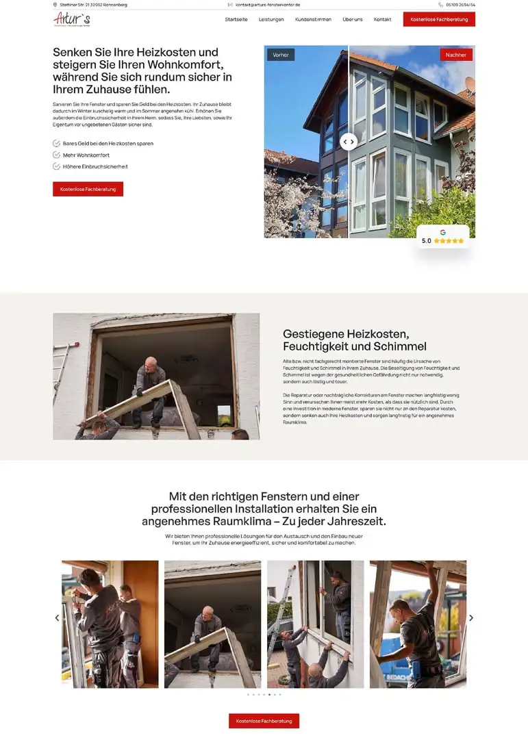 Kunden Webseite nach der neu Erstellung von Maxim Grey