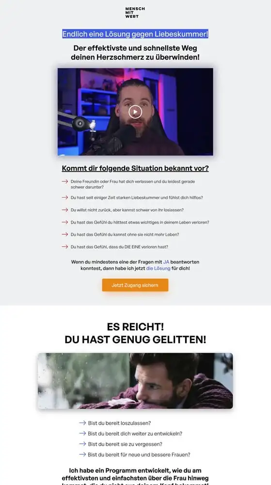 MenschMitWert - Kunden Landingpage - Webseiten Designer