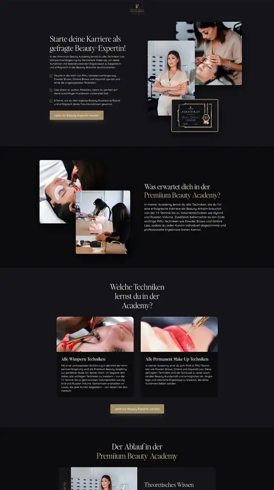 Premiium Lashes by Funda - Kunden Webseite, Webseiten Designer